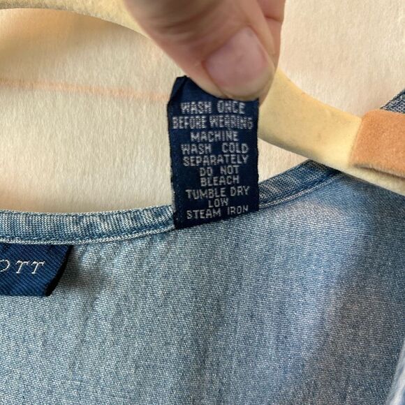 Vintage Karen Scott Long Denim Jumper Dress Maxi Tank Side Buttons Pockets M - Picture 4 of 8